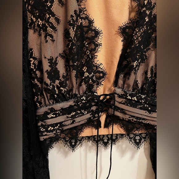 NBD Black Lace Top Blouse - Picture 3 of 5